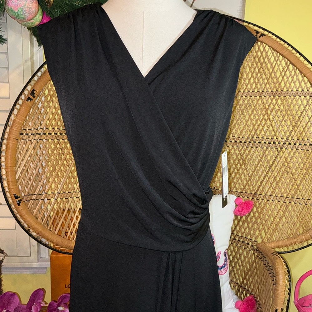 AGB NWT Dress Faux Wrap Black Size L - Picture 6 of 15